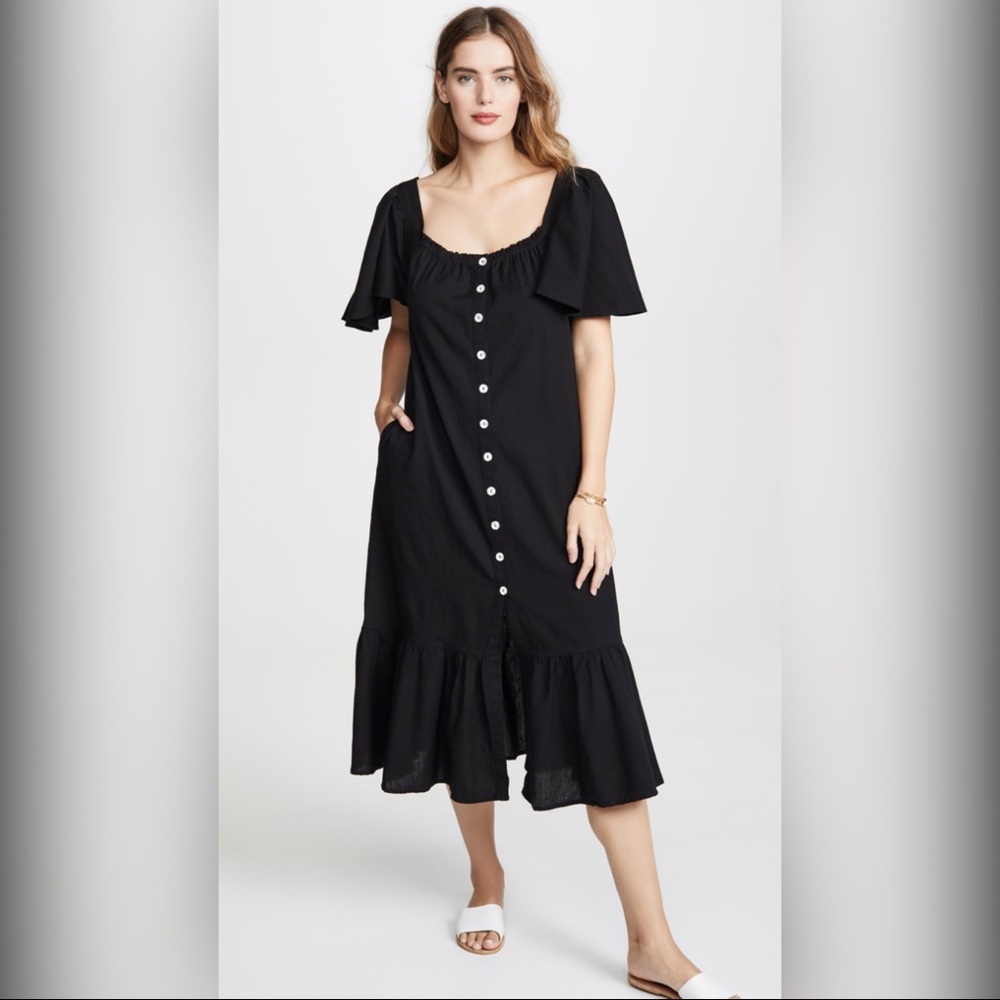 Free People Sweet Sunday Black Midi Dress (S)
